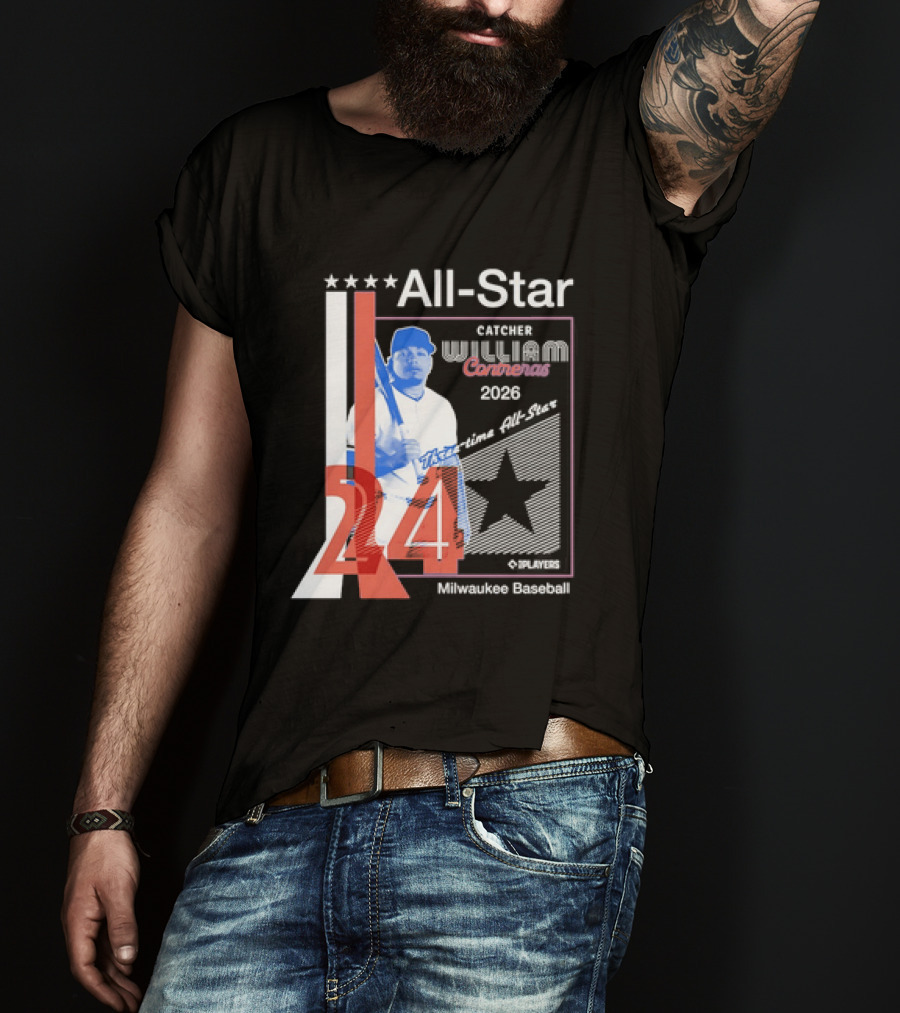 All Star Catcher William Contreras Milwaukee Baseball 2026 24 Three Time T-Shirt
