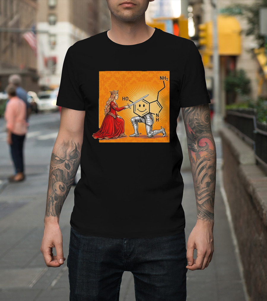 Sir Otonin Serotonin Molecule Knight Queen Chemistry T-Shirt