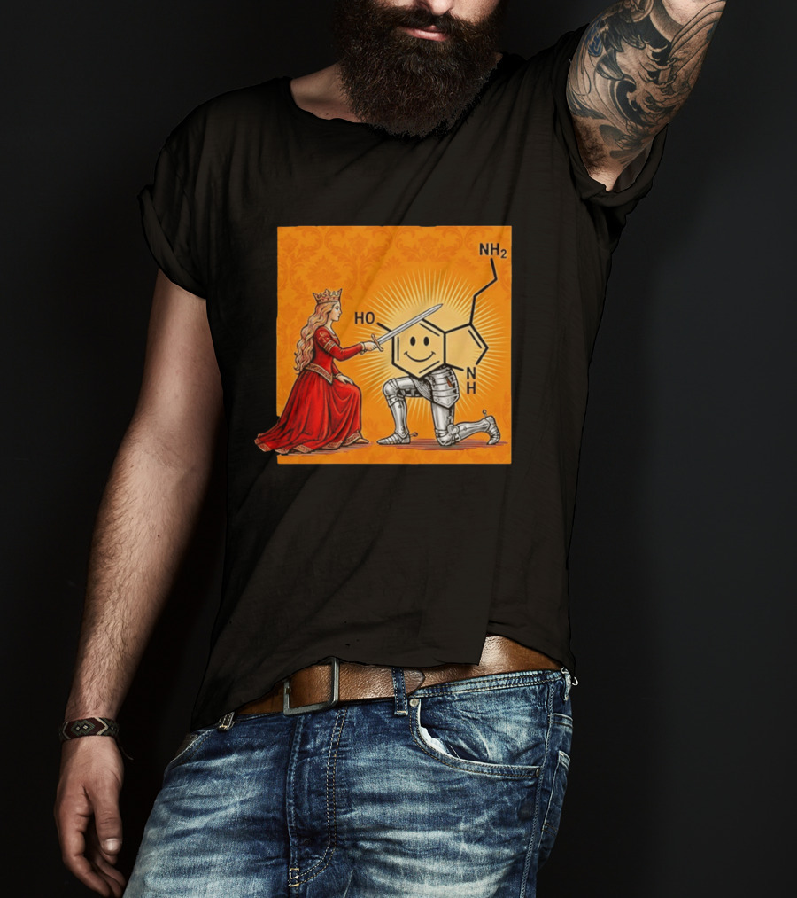 Sir Otonin Serotonin Molecule Knight Queen Chemistry T-Shirt