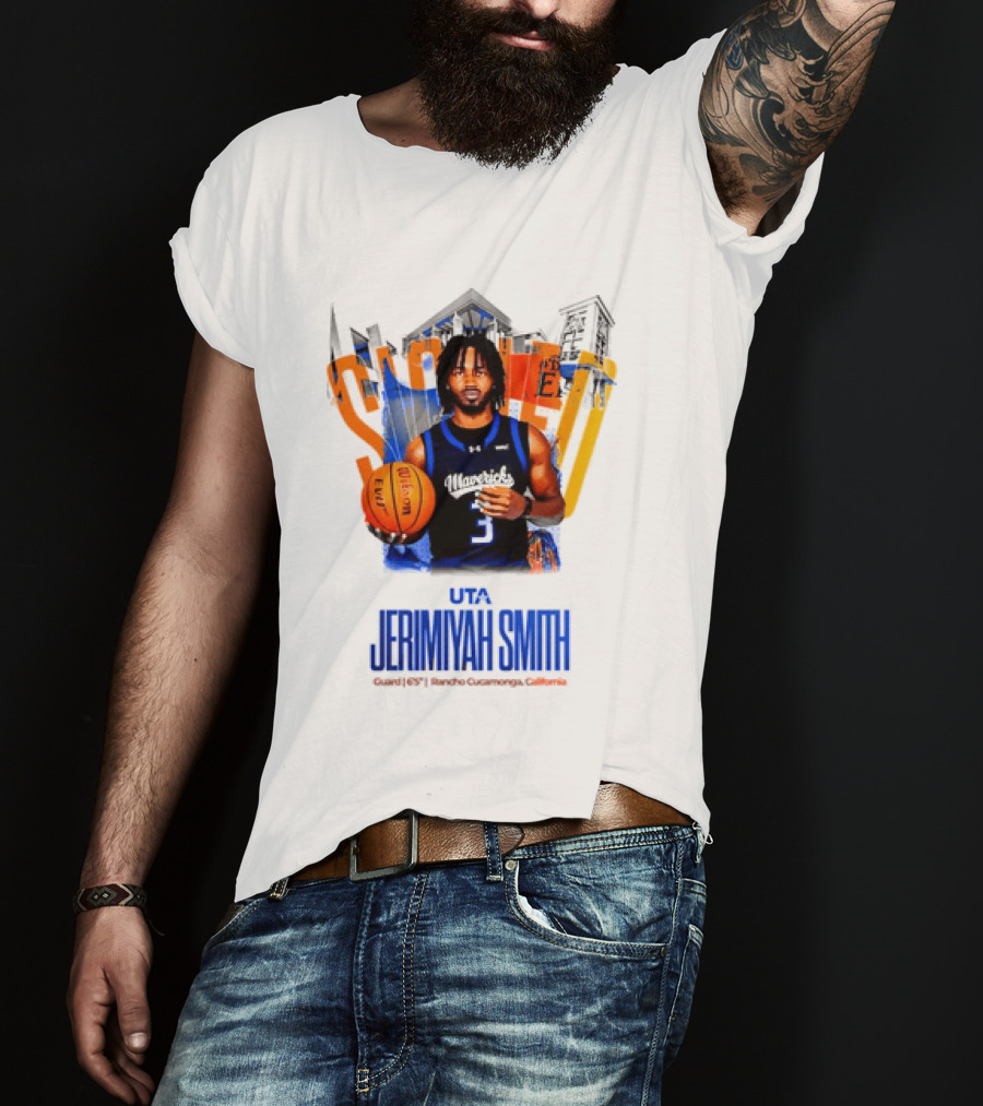 UTA Mavericks Jerimiyah Smith No 3 Basketball Player T-Shirt