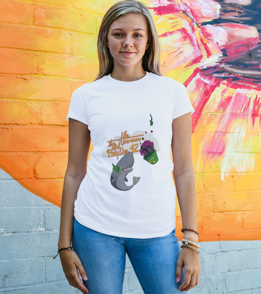 Life The Universe And Poly Con 42 Whale And Flowerpot T-Shirt