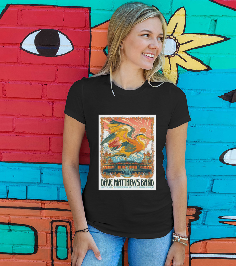 Dave Matthews Band July 17 18 2026 Saratoga Performing Arts Center Heron Art Saratoga Springs NY T-Shirt