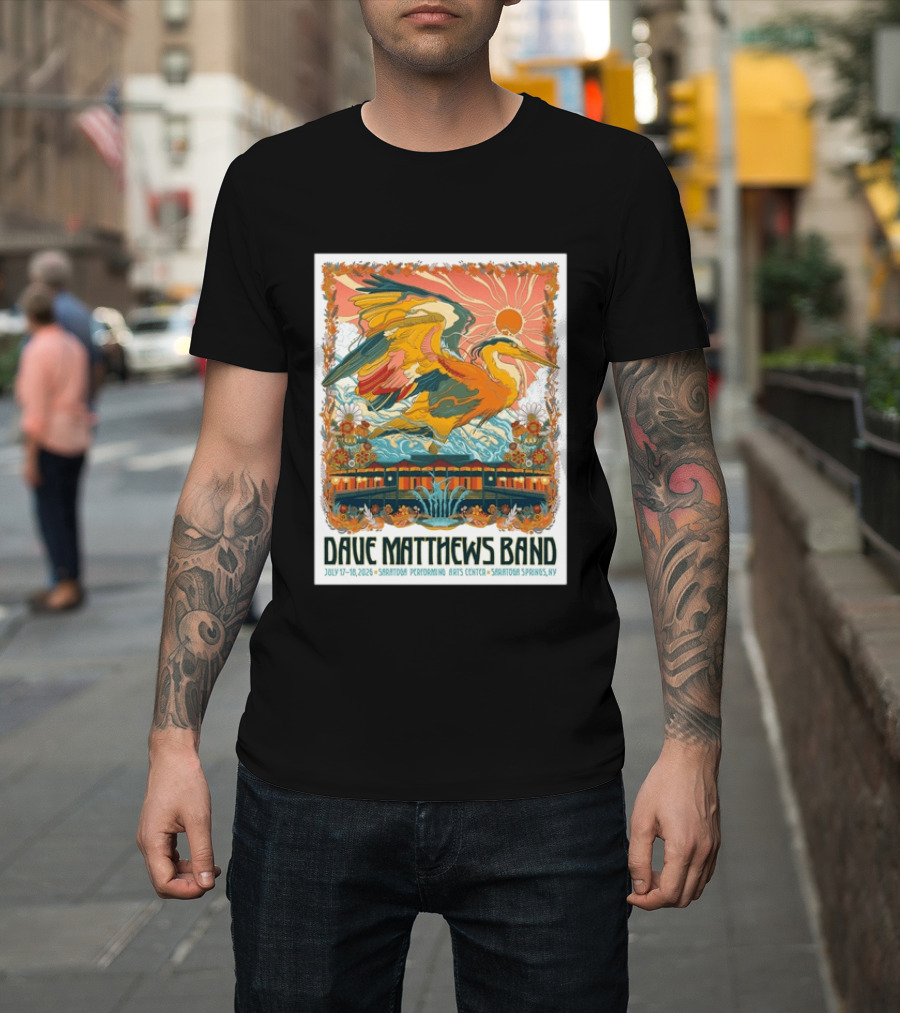Dave Matthews Band July 17 18 2026 Saratoga Performing Arts Center Heron Art Saratoga Springs NY T-Shirt