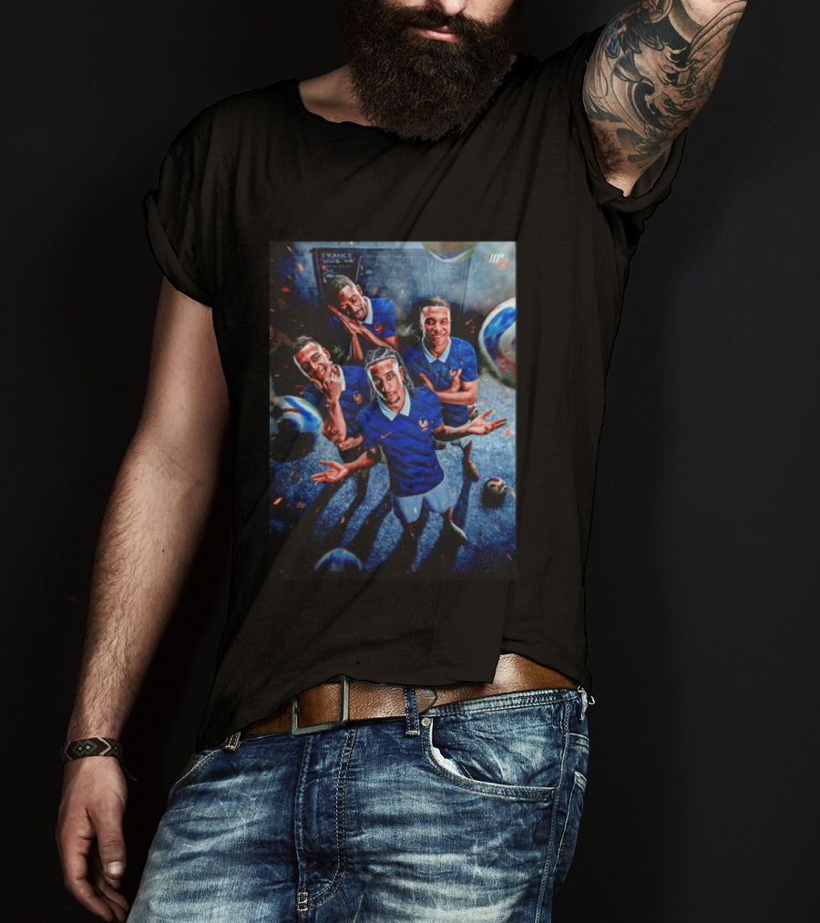 France National Team Players Collage Blue Jerseys Football Stars T-Shirt