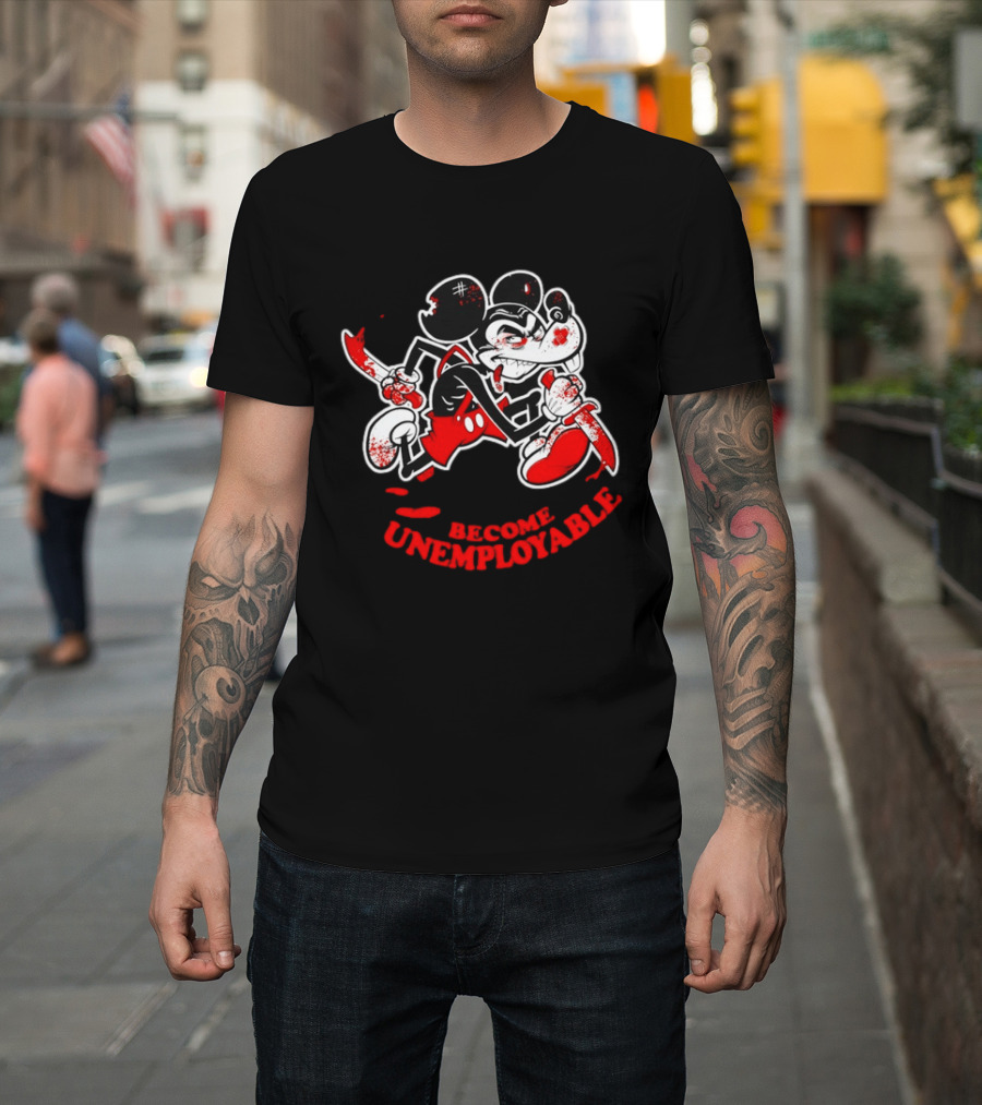 Horror Micket Become Unemployable Vintage Cartoon T-Shirt