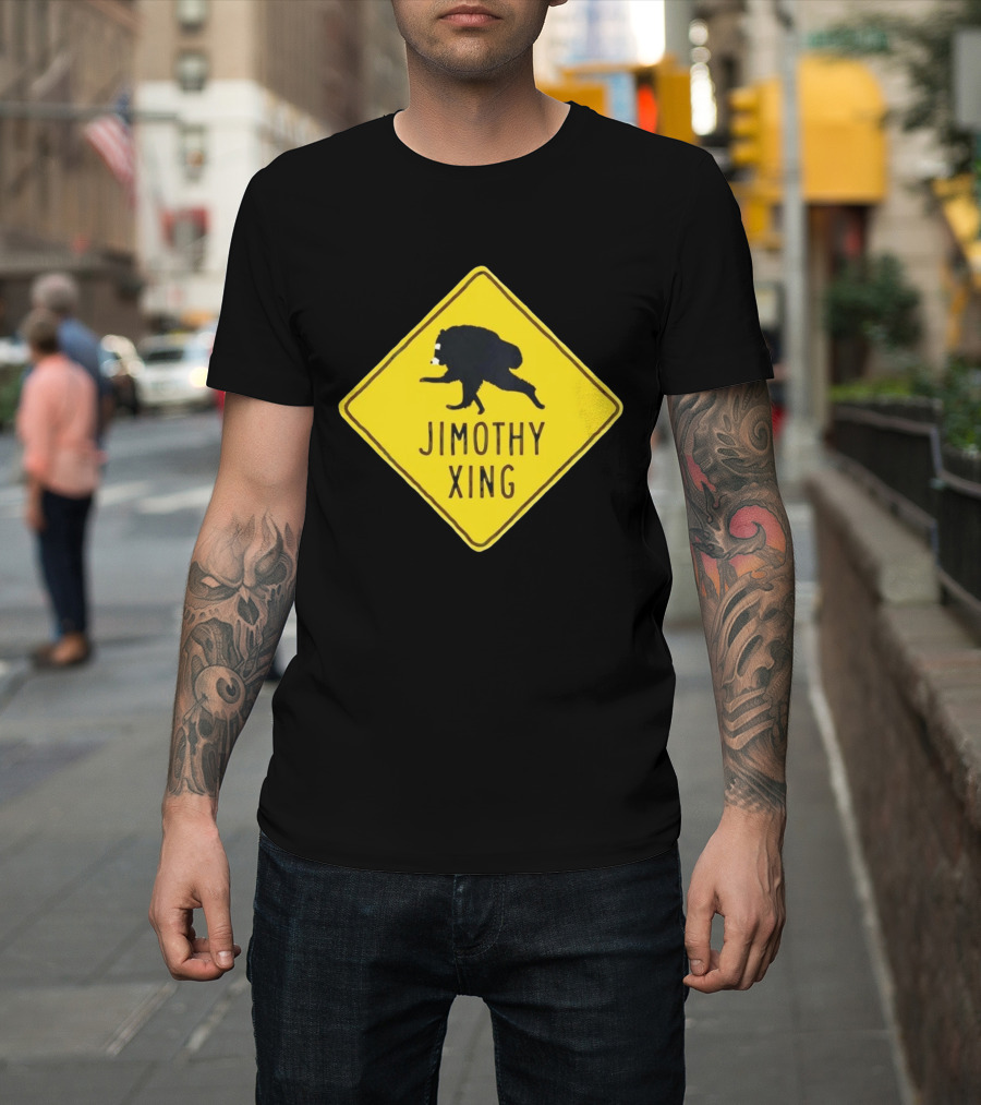 Jimothy Xing Raccoon Sign Crossing T-Shirt