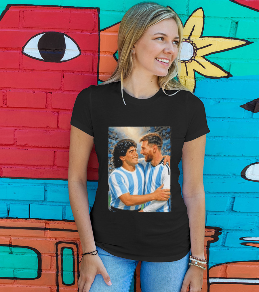 Lionel Messi Maradona Argentina Football Legends Digital T-Shirt