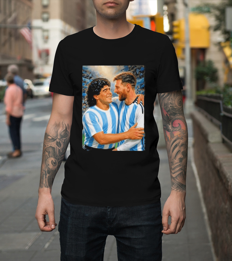 Lionel Messi Maradona Argentina Football Legends Digital T-Shirt