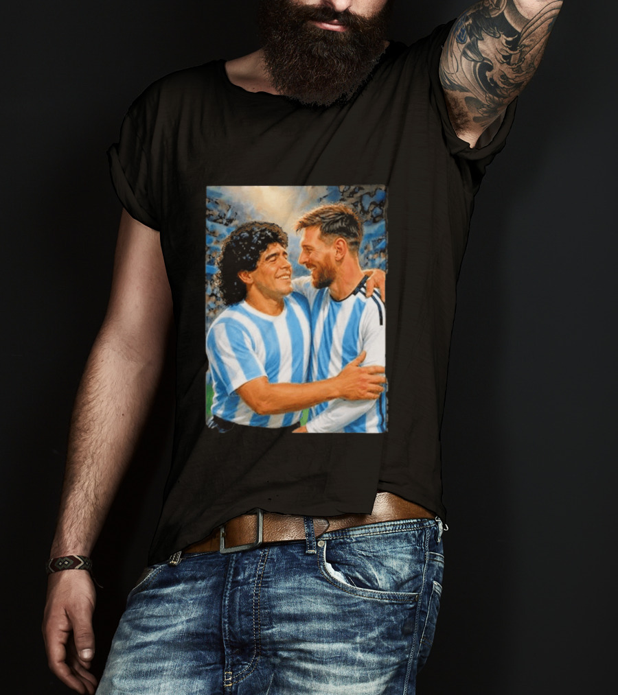 Lionel Messi Maradona Argentina Football Legends Digital T-Shirt