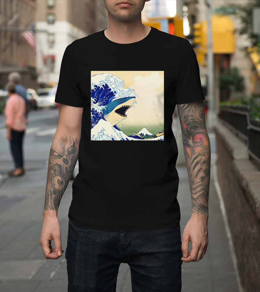 The Great Wave Off Kanagawa Sharks Fusion Art Japan Ukiyo E T-Shirt