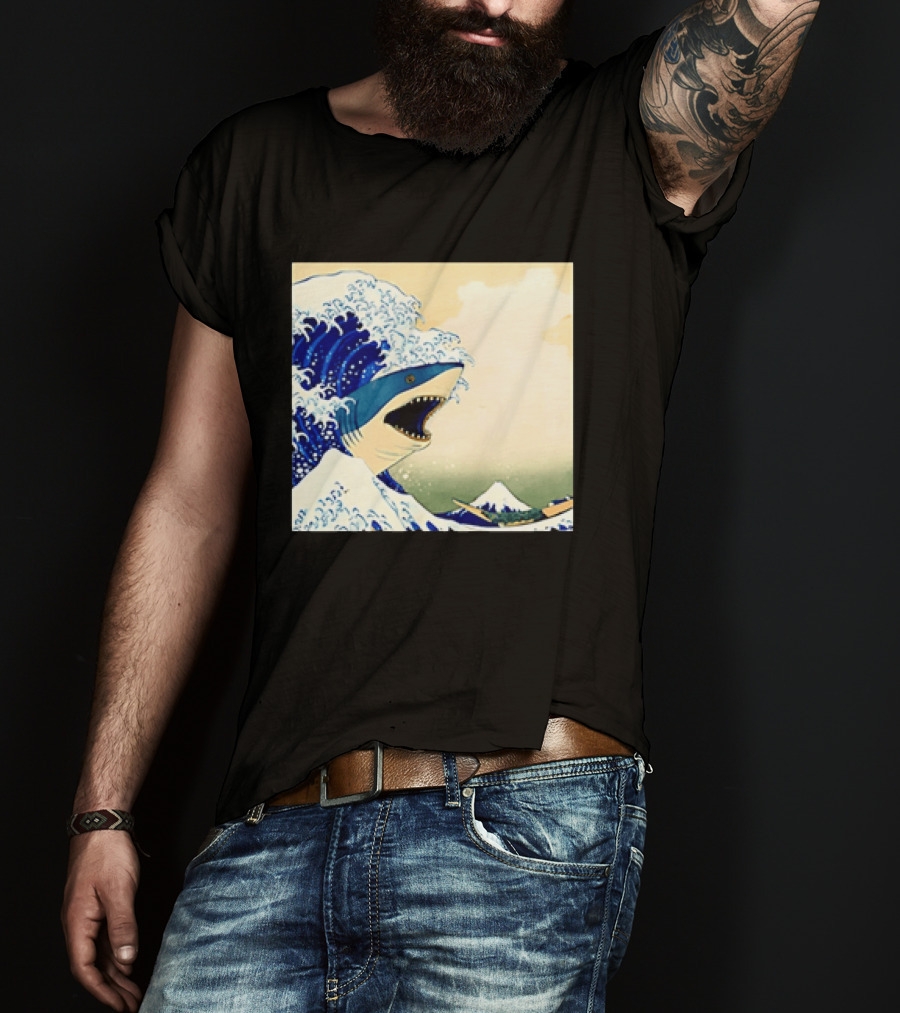 The Great Wave Off Kanagawa Sharks Fusion Art Japan Ukiyo E T-Shirt
