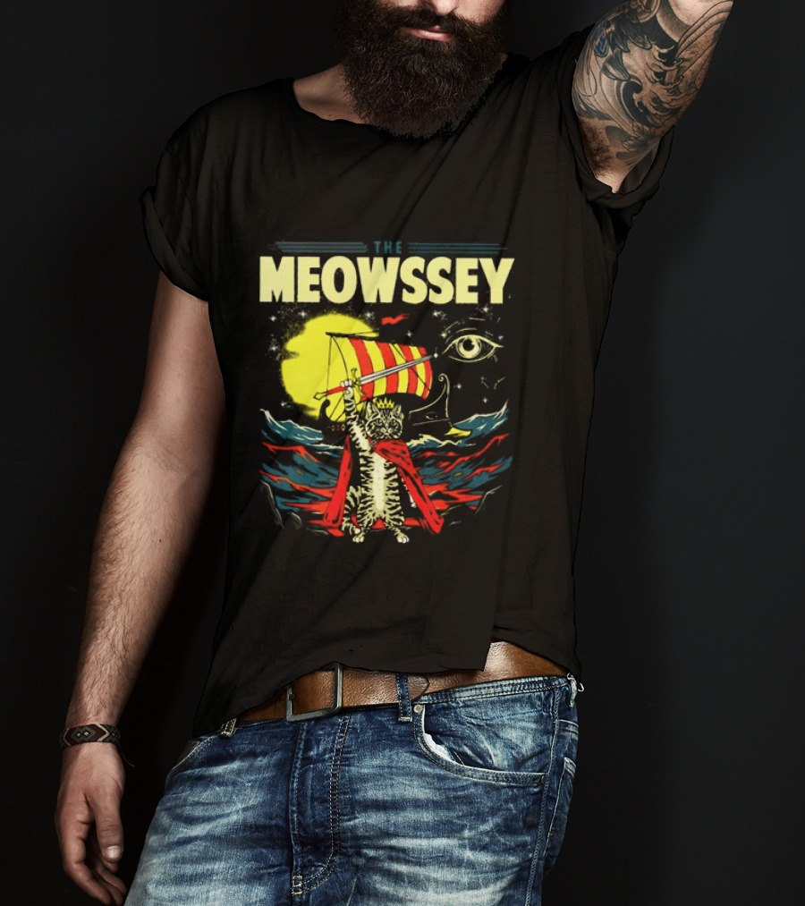 The Meowssey Vintage Odyssey Cat With Eye And Stripes T-Shirt
