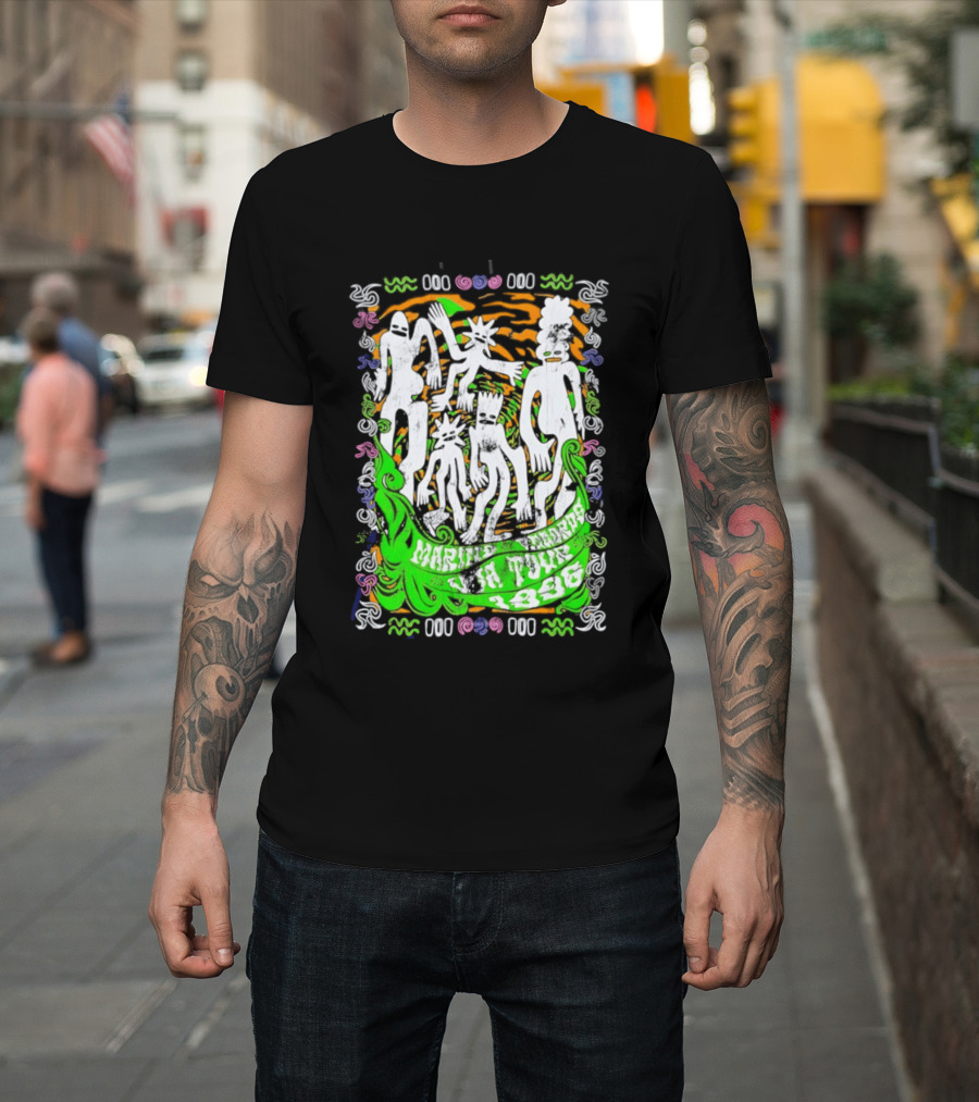 Marine Records 1996 USA Tour Alternative Rock Silhouette Art Psychedelic T-Shirt