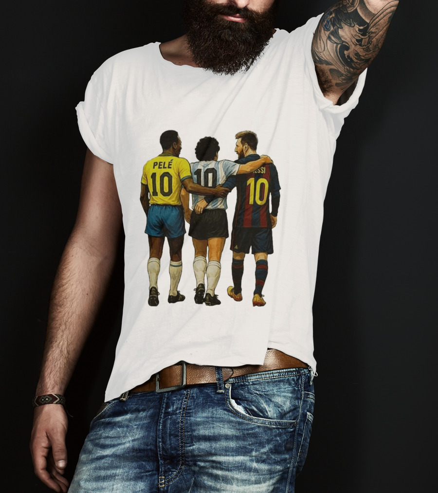 Pele Maradona Messi Football Legends Iconic Trio 10 T-Shirt