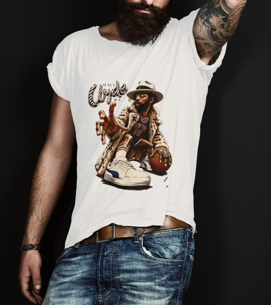 Walt Clyde Stylin' Profilin Throwback Knicks 10 Basketball Sneaker T-Shirt