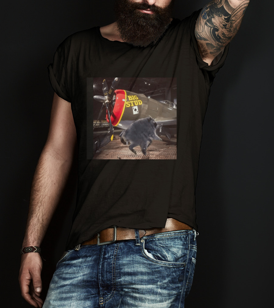 BIG STUD Aircraft With Jimothy The Raccoon And Chonk Showdown T-Shirt