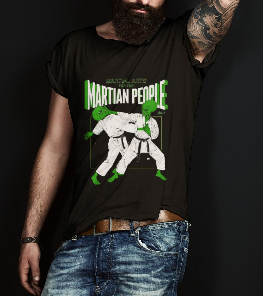 Martial Arts For The Martian People Vol 1 Green Martian Figures In Gi T-Shirt