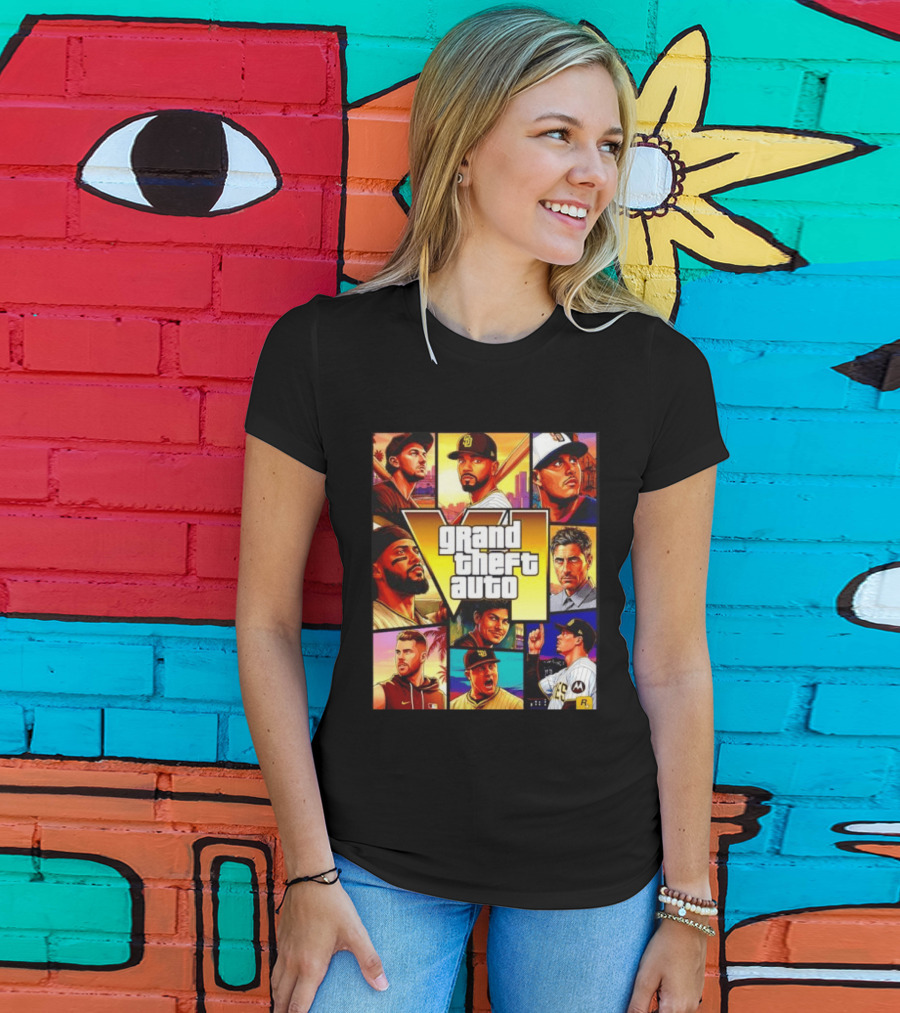San Diego Padres Grand Theft Auto V Collage Players Team Portraits T-Shirt