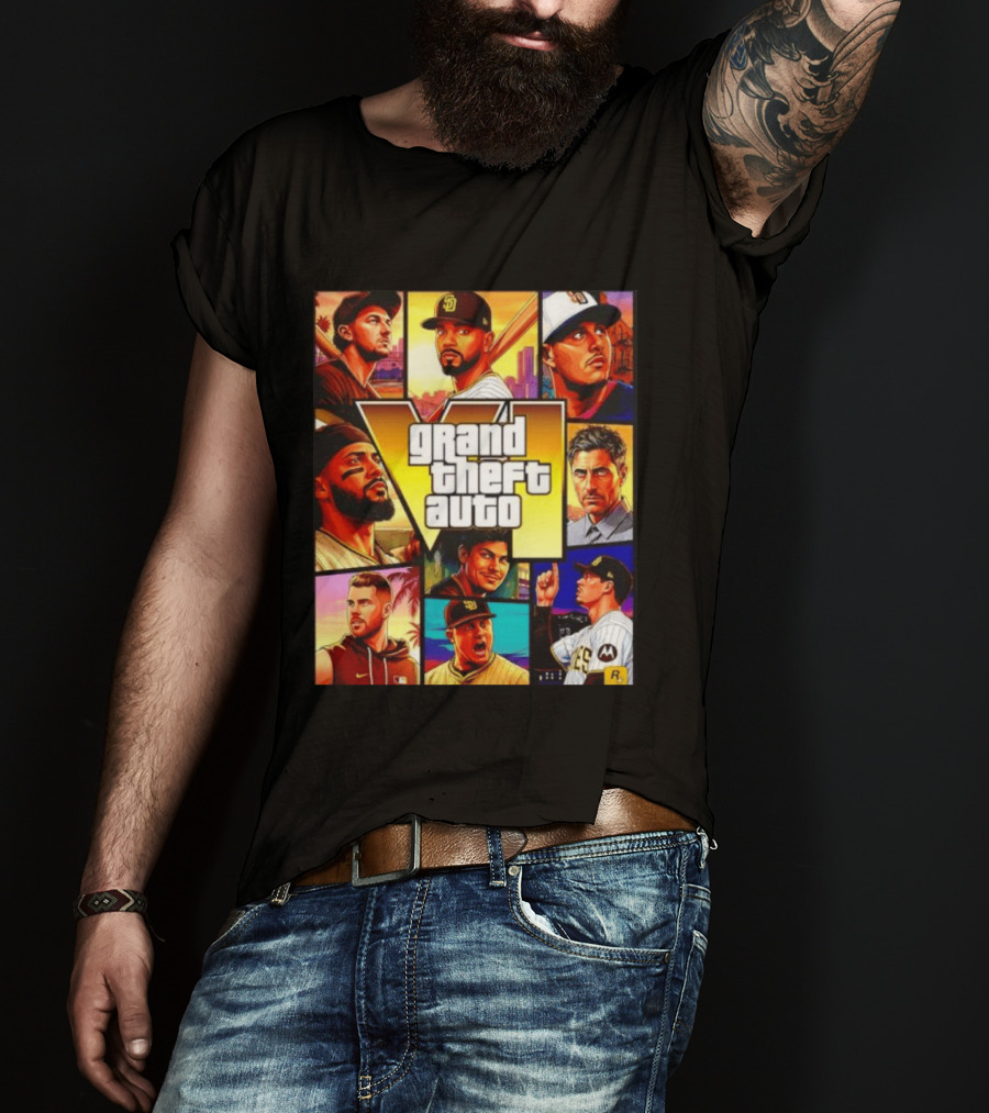 San Diego Padres Grand Theft Auto V Collage Players Team Portraits T-Shirt