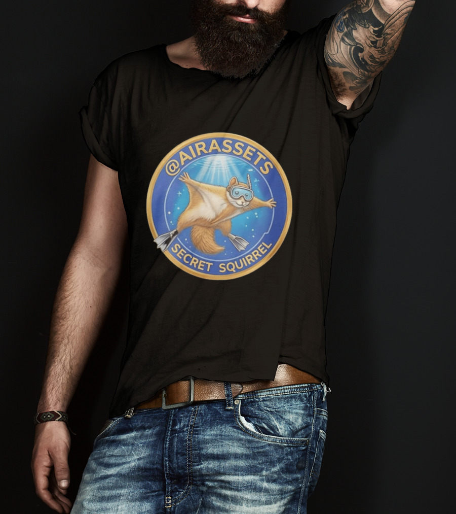 AIRASSETS Secret Squirrel Scuba Diving Flying Squirrel T-Shirt