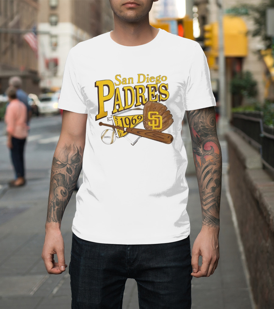 San Diego Padres Baseball Glove Bat Ball Since 1969 T-Shirt