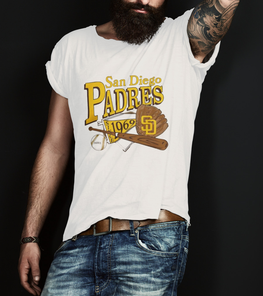 San Diego Padres Baseball Glove Bat Ball Since 1969 T-Shirt