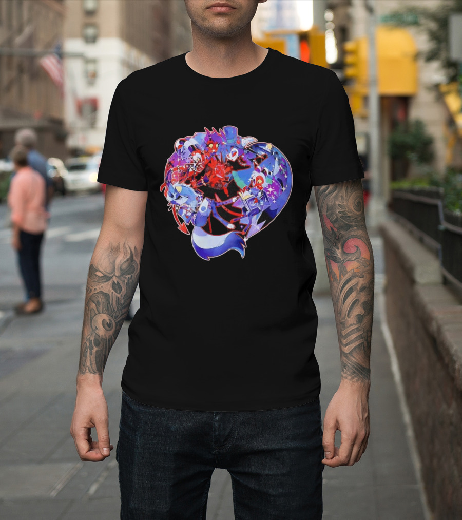 Blitzo Moxxie Millie Loona Stolas Helluva Boss Cast Crew Ensemble Vibrant Character Collage T-Shirt