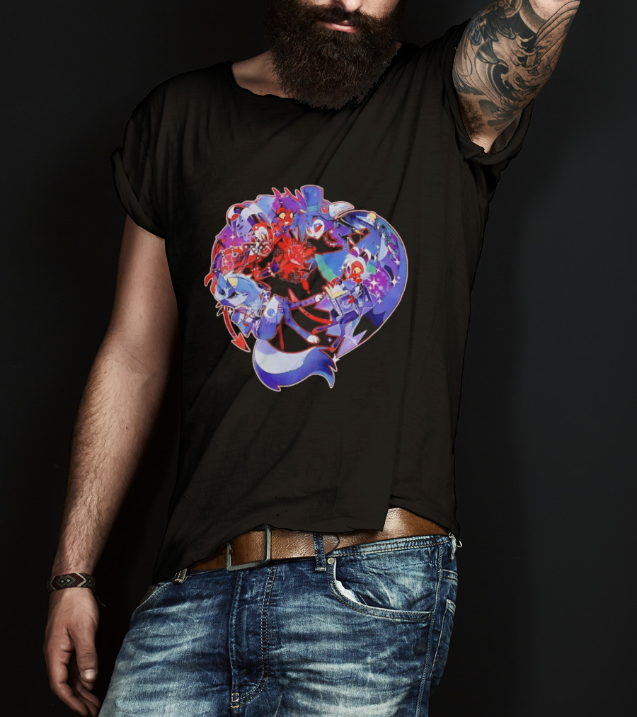 Blitzo Moxxie Millie Loona Stolas Helluva Boss Cast Crew Ensemble Vibrant Character Collage T-Shirt