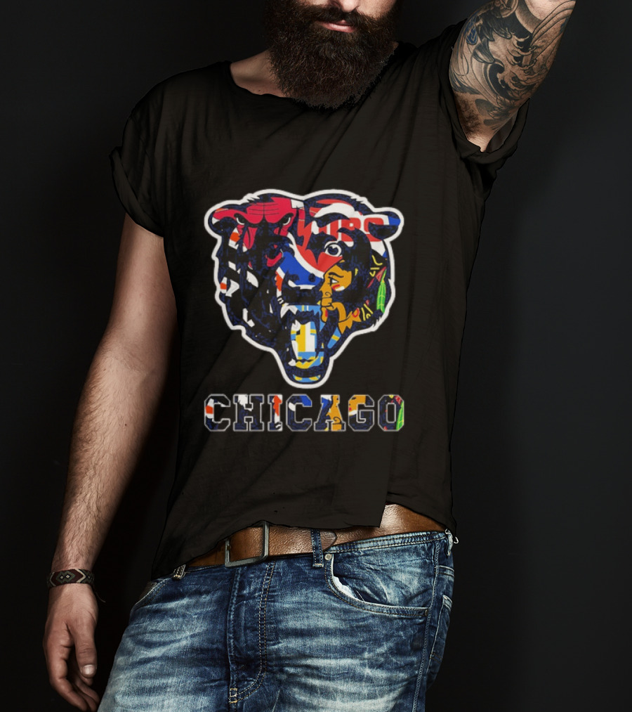 Chicago Bears Cubs White Sox Bulls Blackhawks Fire Sports Mashup T-Shirt