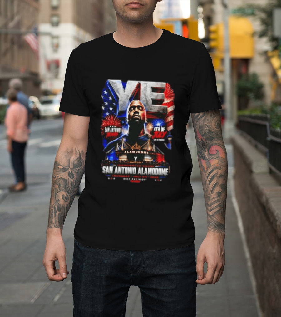 Kanye West Ye San Antonio Alamodome 4th Of July Concert Independence Day Fireworks Flag Stars T-Shirt