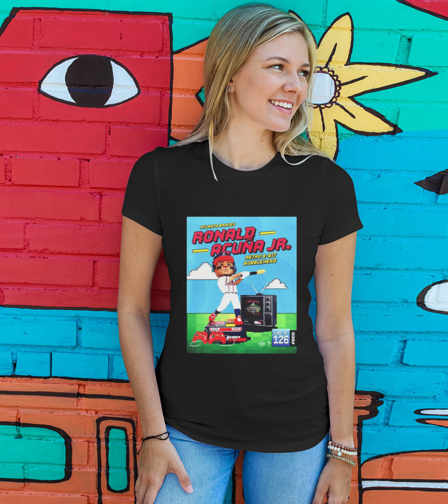 Atlanta Braves Ronald Acuna Jr. Retro 8 Bit Bobblehead Game Controller TV T-Shirt