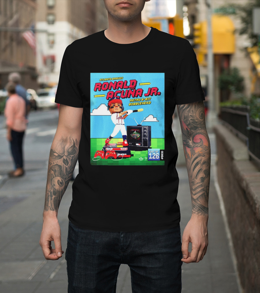 Atlanta Braves Ronald Acuna Jr. Retro 8 Bit Bobblehead Game Controller TV T-Shirt