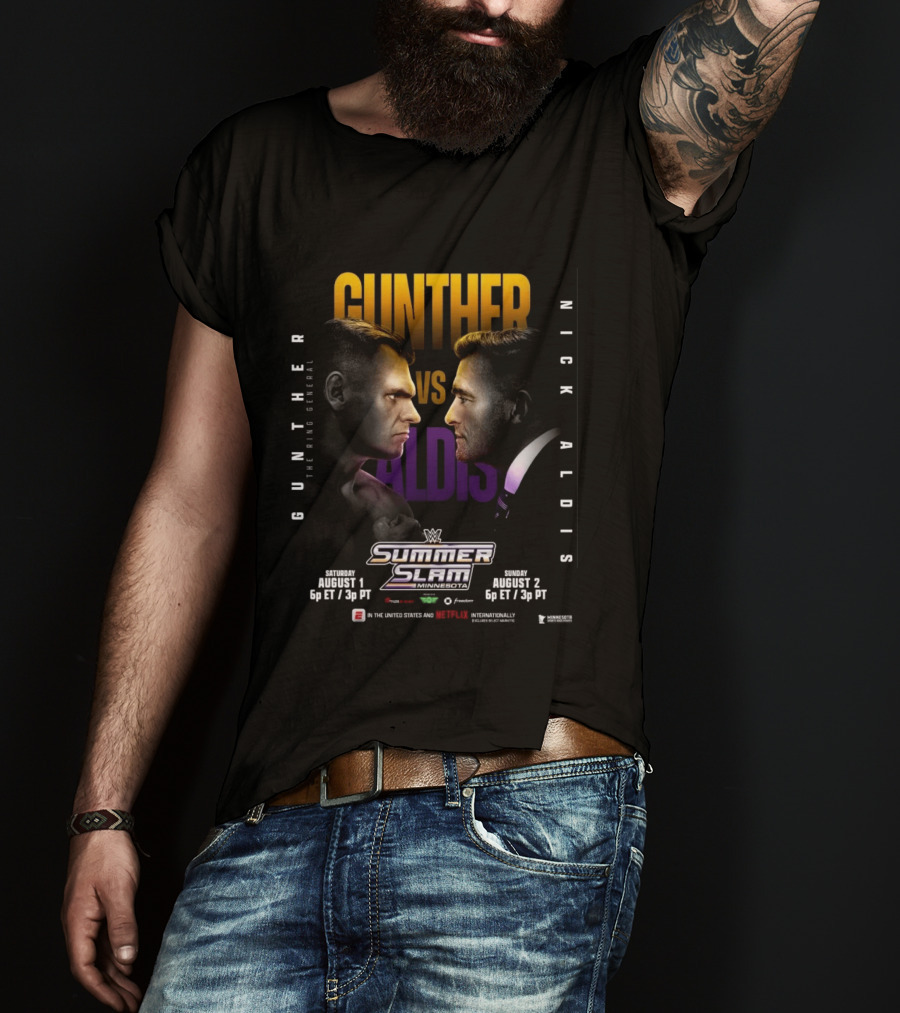 WWE SummerSlam Minnesota 2026 Gunther Vs Nick Aldis August 1 2 Match T-Shirt