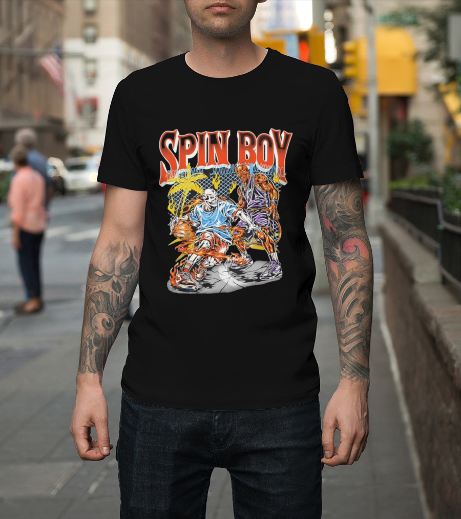 Nomouth Spin Boy Flaming Basketball Streetwear T-Shirt