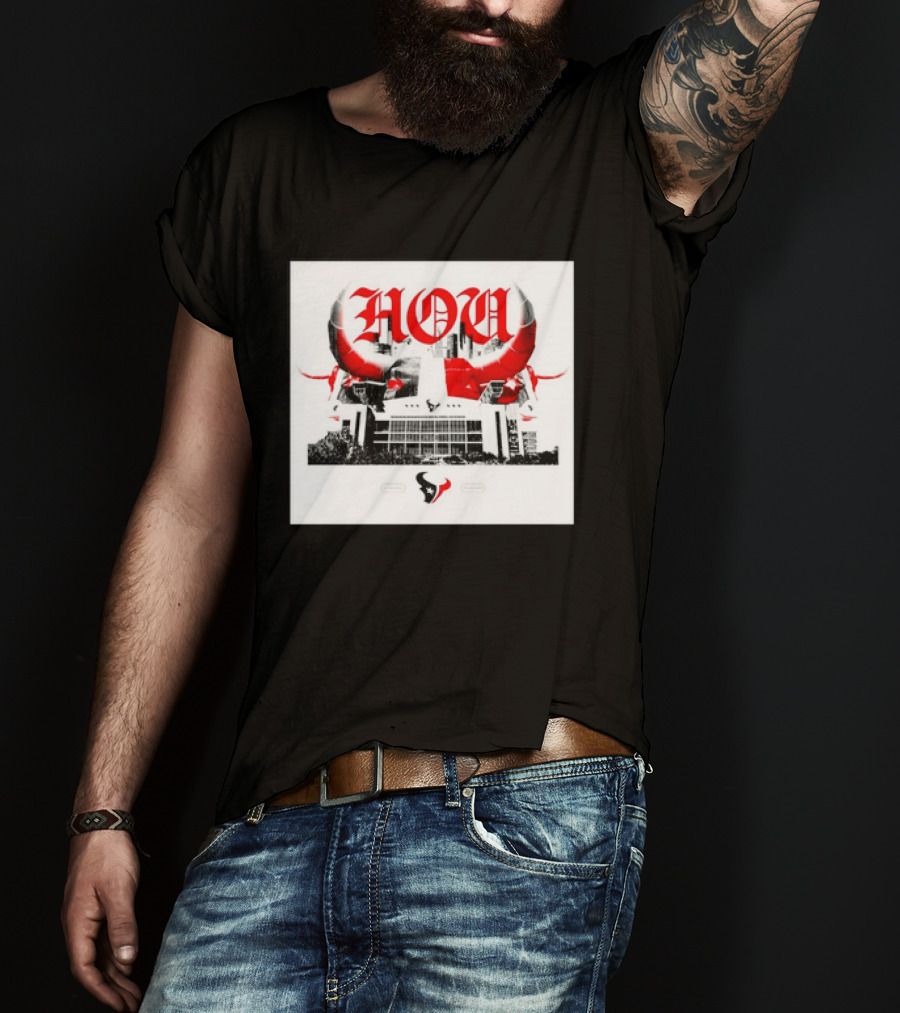 Houston Texans HOU H Town Red Bull Horns T-Shirt