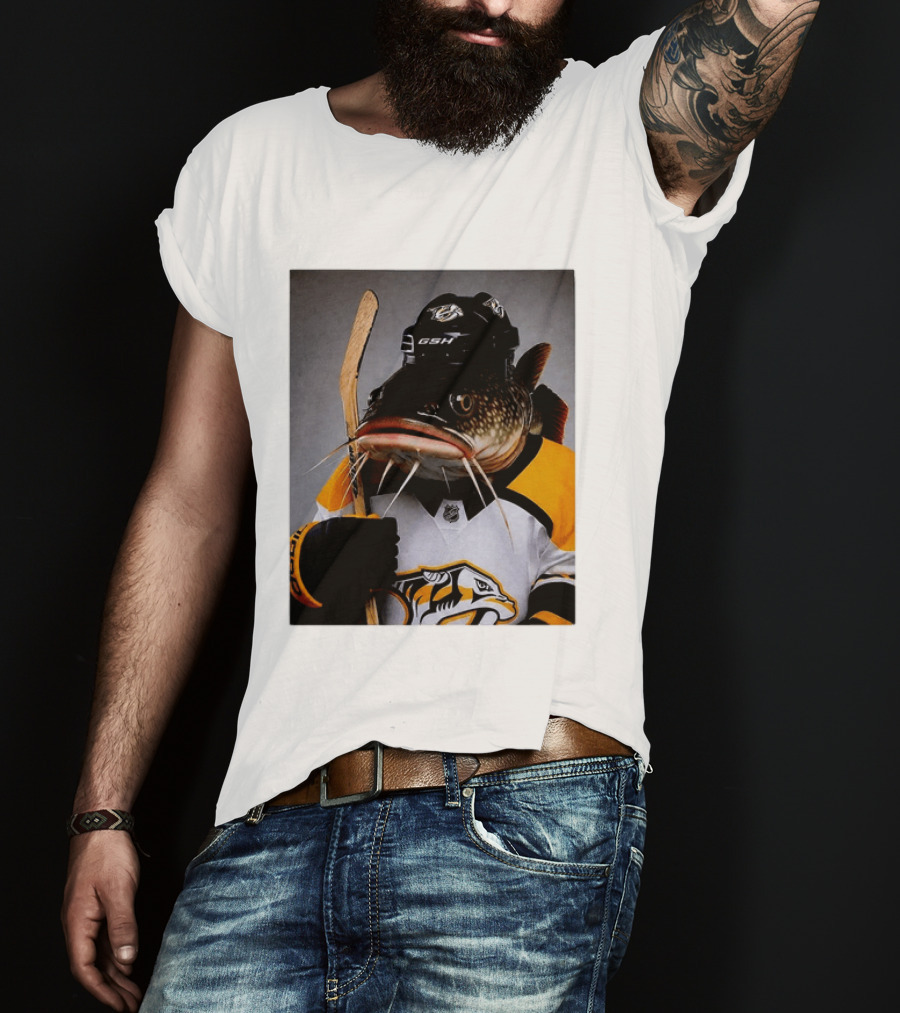 Nashville Predators Catfish Hockey Mascot Community Spirit T-Shirt