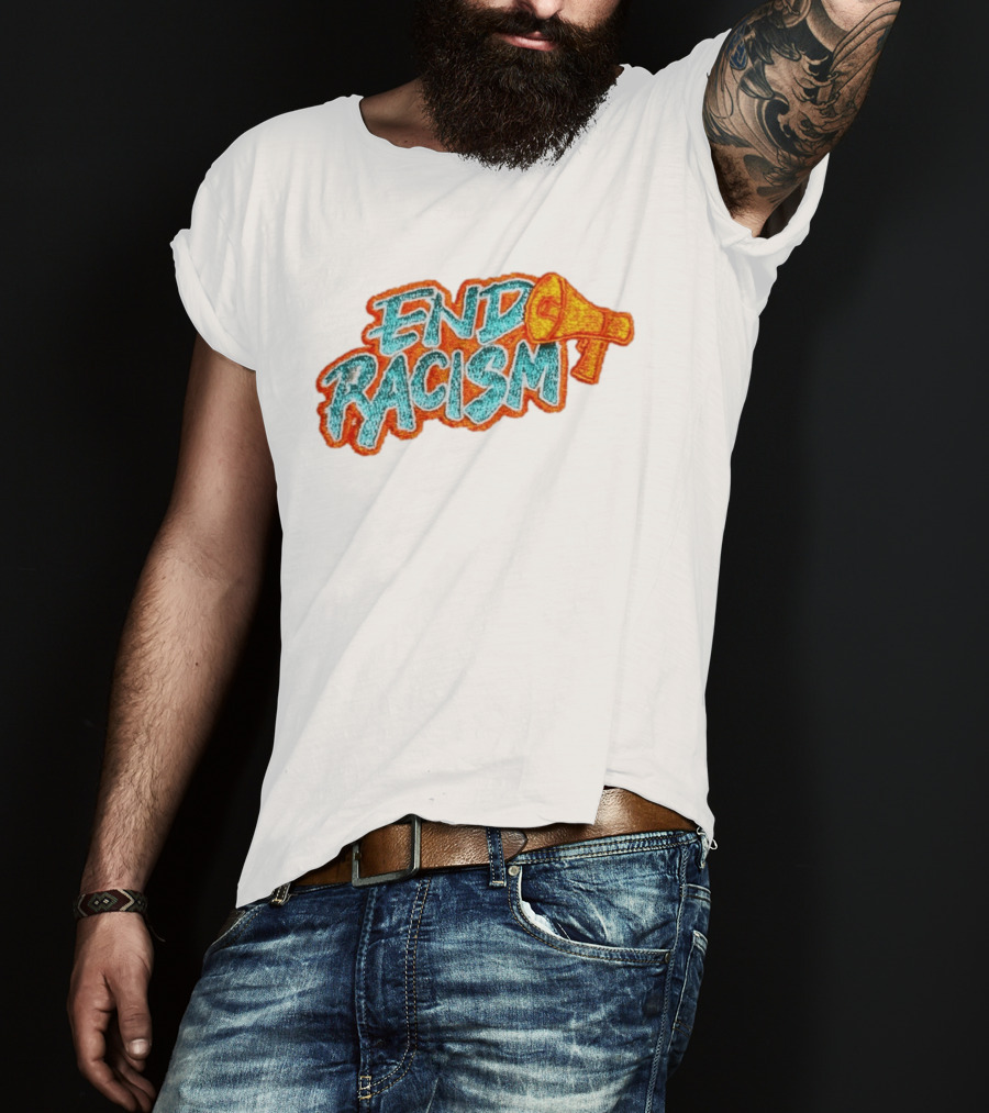 End Racism Embroidered Iron On Patch With Megaphone Applique T-Shirt