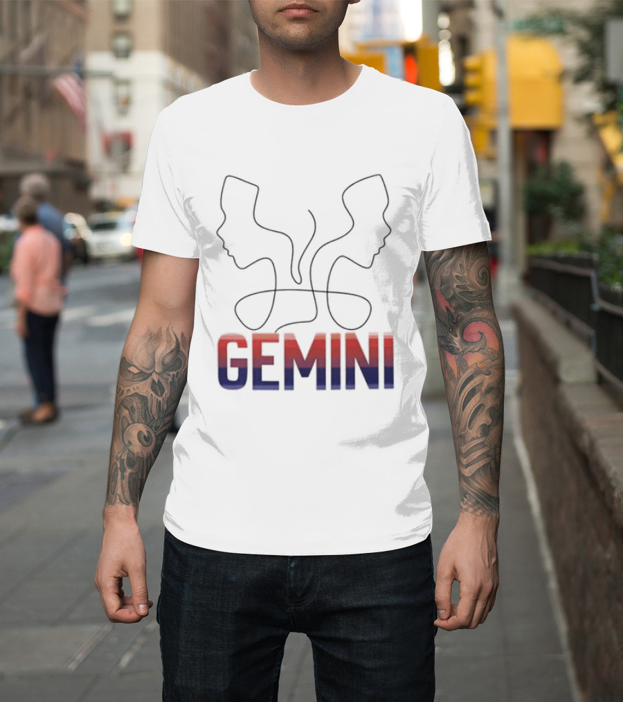 Gemini Zodiac Rainbow Outline LGBTQ Pride T-Shirt