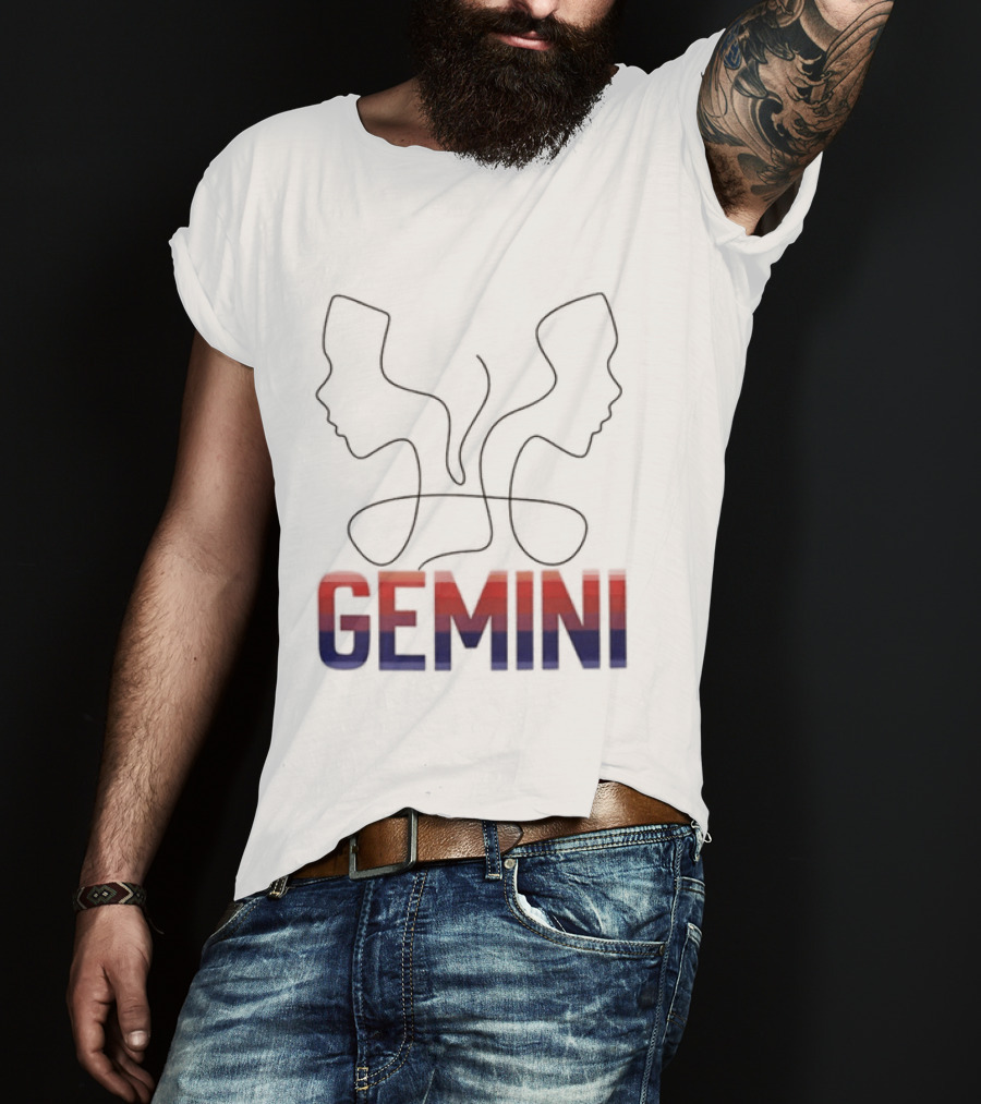 Gemini Zodiac Rainbow Outline LGBTQ Pride T-Shirt