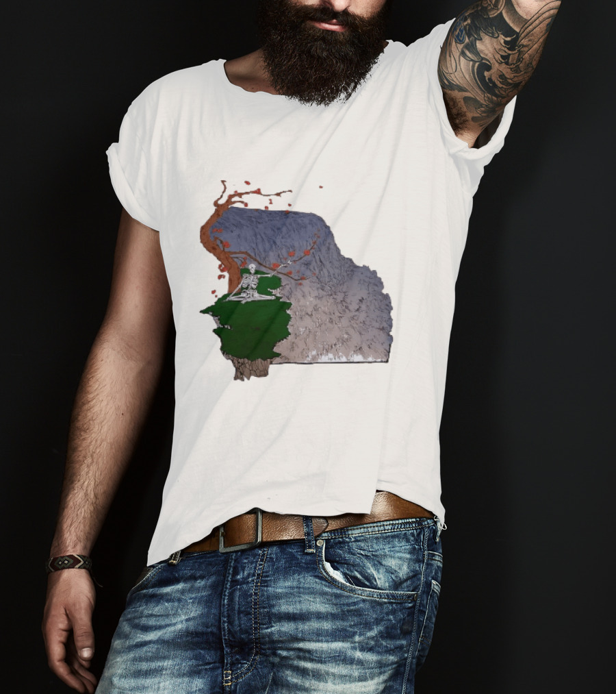 Grateful Dead Skeleton Meditating Under Flowering Tree T-Shirt