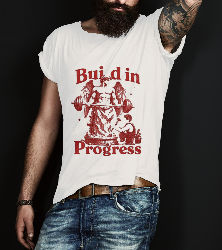 Staticloom Supply Angel Build In Progress Lifting Weight T-Shirt