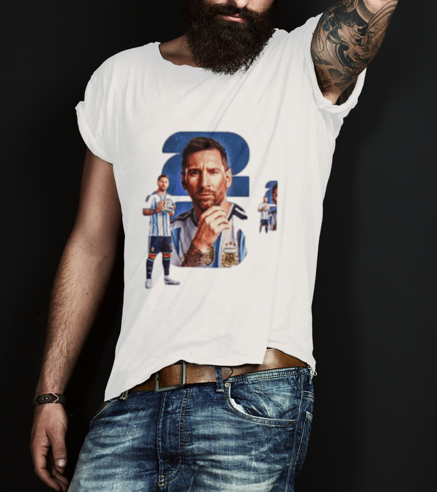 Lionel Messi Argentina Jersey 2023 FIFA World Cup Champion Collage T-Shirt