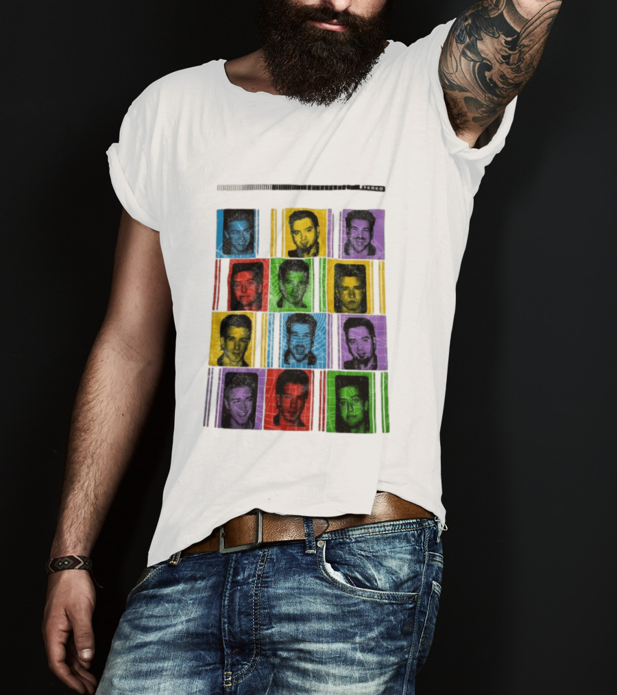 NSYNC Justin Timberlake JC Chasez Joey Fatone Lance Bass Chris Kirkpatrick Vibrant Portrait Grid Stereo Bars T-Shirt