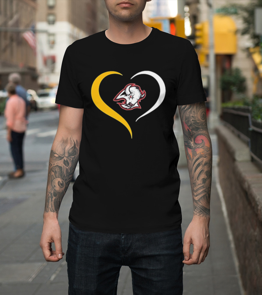 Buffalo Heart With Buffalo Head And Dual Heart T-Shirt