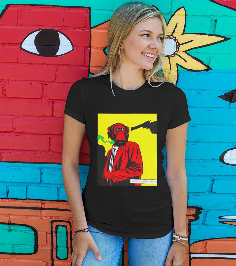 Chimpanzee Hitman Smoking Scene I've Been Waiting For You T-Shirt