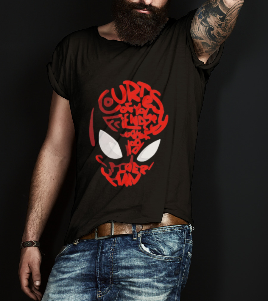 Courtesy Of Your Friendly Neighborhood Spider Man Face T-Shirt