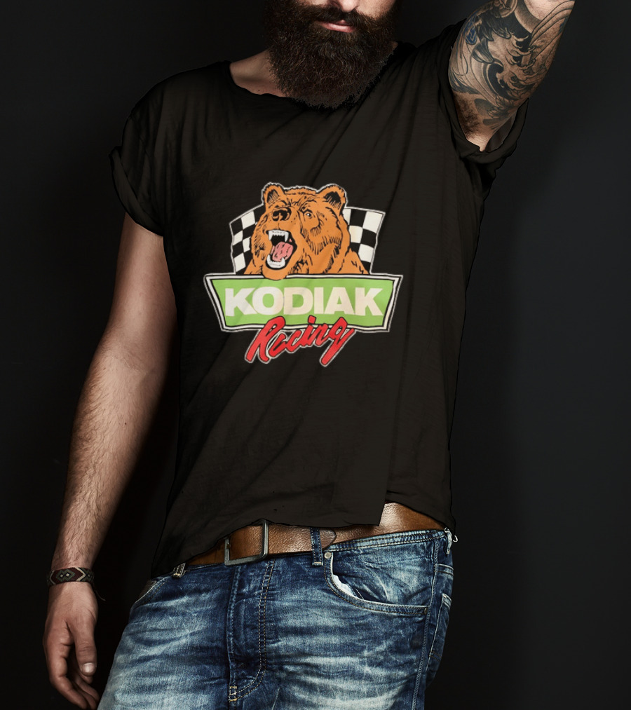Kodiak Racing Bear Checkered Flag Motorsport T-Shirt