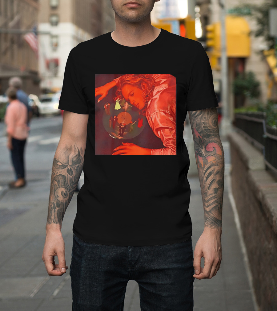 Vinyl Dreams Young Man Resting With Dancing Figures T-Shirt