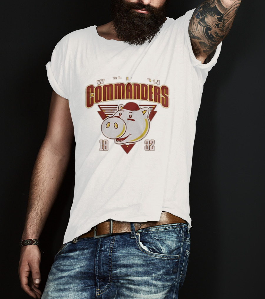 Washington Commanders 1932 W Pig Graphic Football T-Shirt