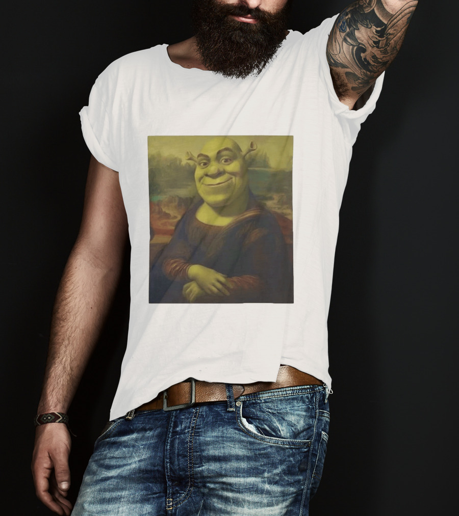 Shrek Mona Lisa Crossover Painting T-Shirt